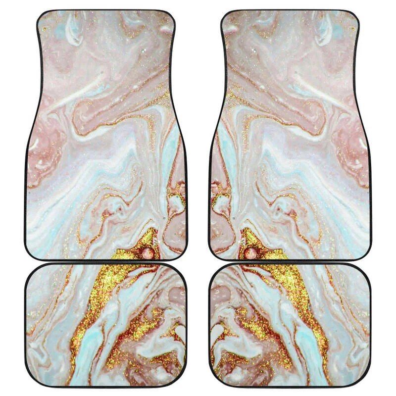 Lisslune | Luxe Pink Gold Floating Marble Car Mat (Full Set of 4)