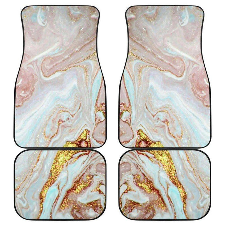 Lisslune | Luxe Pink Gold Floating Marble Car Mat (Full Set of 4)