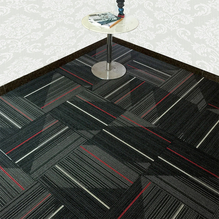 Lisslune | Dark Color Level Loop Carpet Tile Non-Slip Self-Adhesive Indoor Office Carpet Tiles