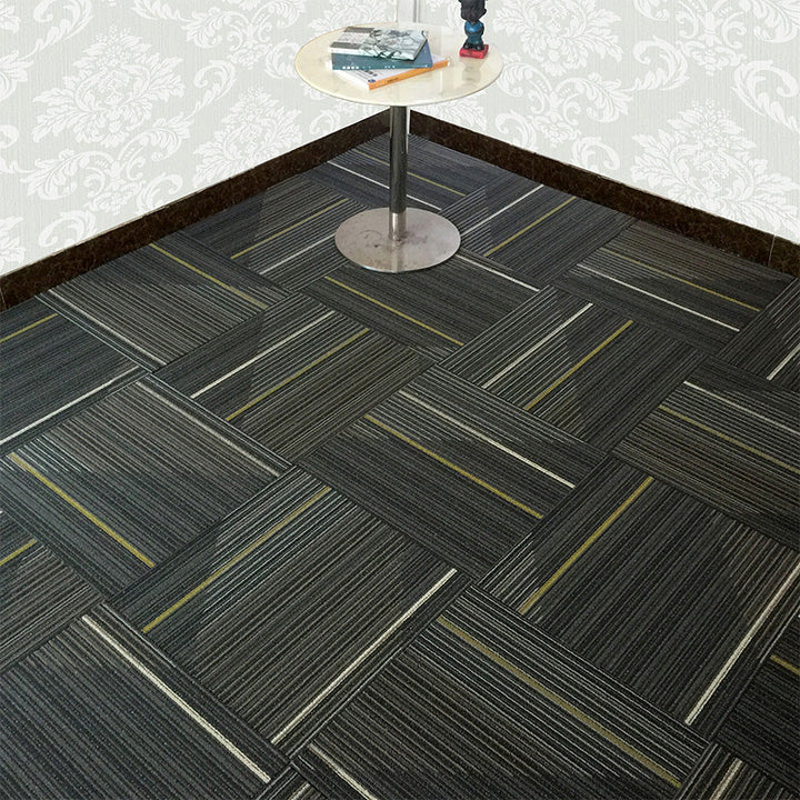 Lisslune | Dark Color Level Loop Carpet Tile Non-Slip Self-Adhesive Indoor Office Carpet Tiles