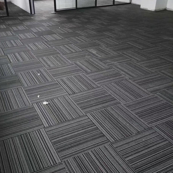 Lisslune | Dark Color Level Loop Carpet Tile Non-Slip Self-Adhesive Indoor Office Carpet Tiles