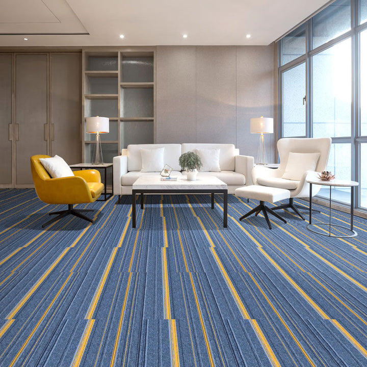 Lisslune | Dark Color Level Loop Carpet Tile Non-Slip Self-Adhesive Indoor Office Carpet Tiles