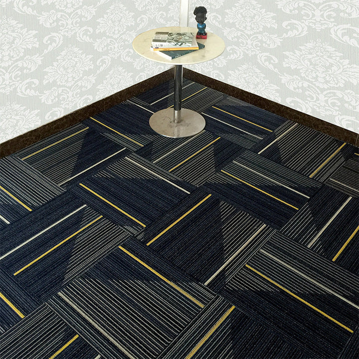 Lisslune | Dark Color Level Loop Carpet Tile Non-Slip Self-Adhesive Indoor Office Carpet Tiles