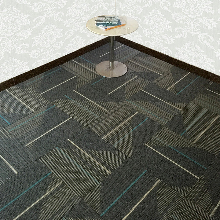 Lisslune | Dark Color Level Loop Carpet Tile Non-Slip Self-Adhesive Indoor Office Carpet Tiles