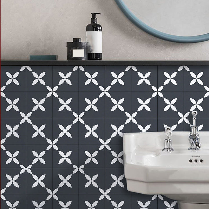Lisslune | Square Indoor Vinyl Floor Peel and Stick Floral Print Waterproof Vinyl Floor