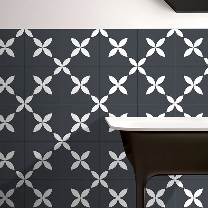 Lisslune | Square Indoor Vinyl Floor Peel and Stick Floral Print Waterproof Vinyl Floor