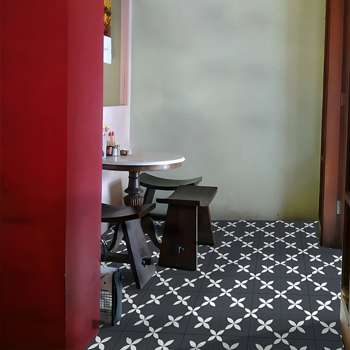Lisslune | Square Indoor Vinyl Floor Peel and Stick Floral Print Waterproof Vinyl Floor