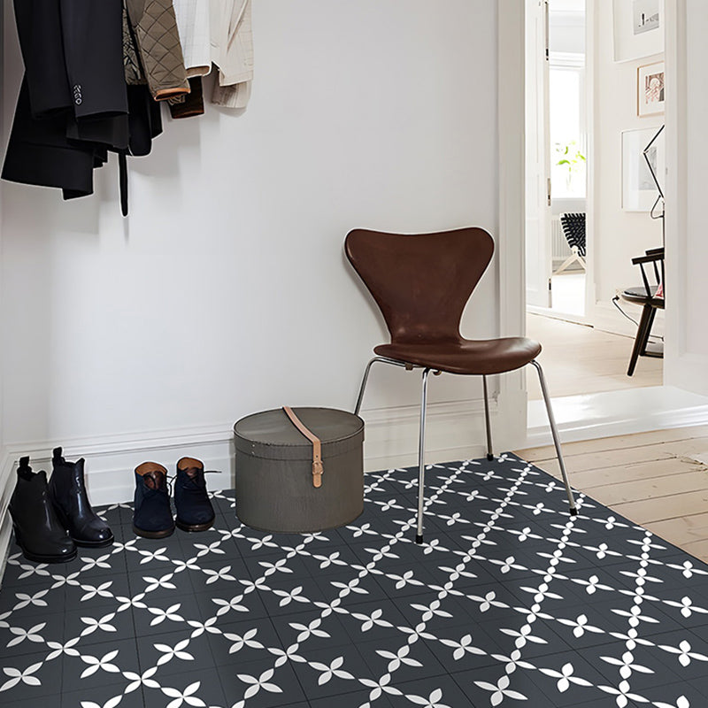 Lisslune | Square Indoor Vinyl Floor Peel and Stick Floral Print Waterproof Vinyl Floor