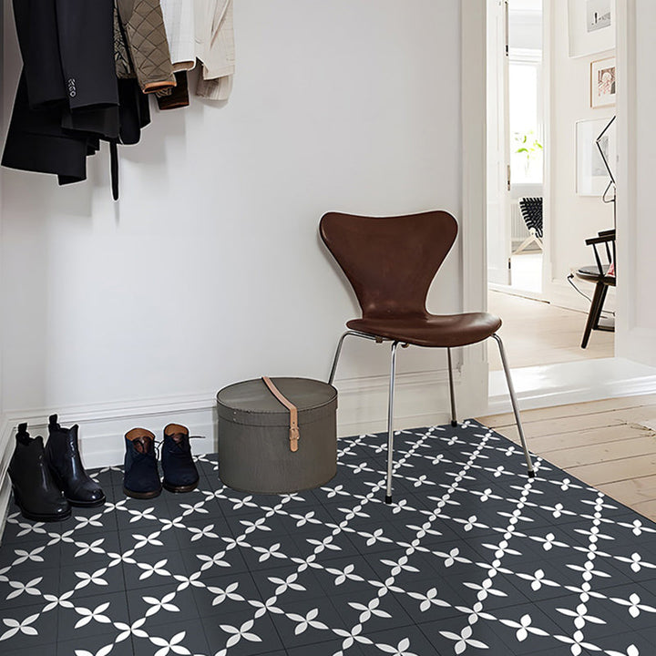 Lisslune | Square Indoor Vinyl Floor Peel and Stick Floral Print Waterproof Vinyl Floor