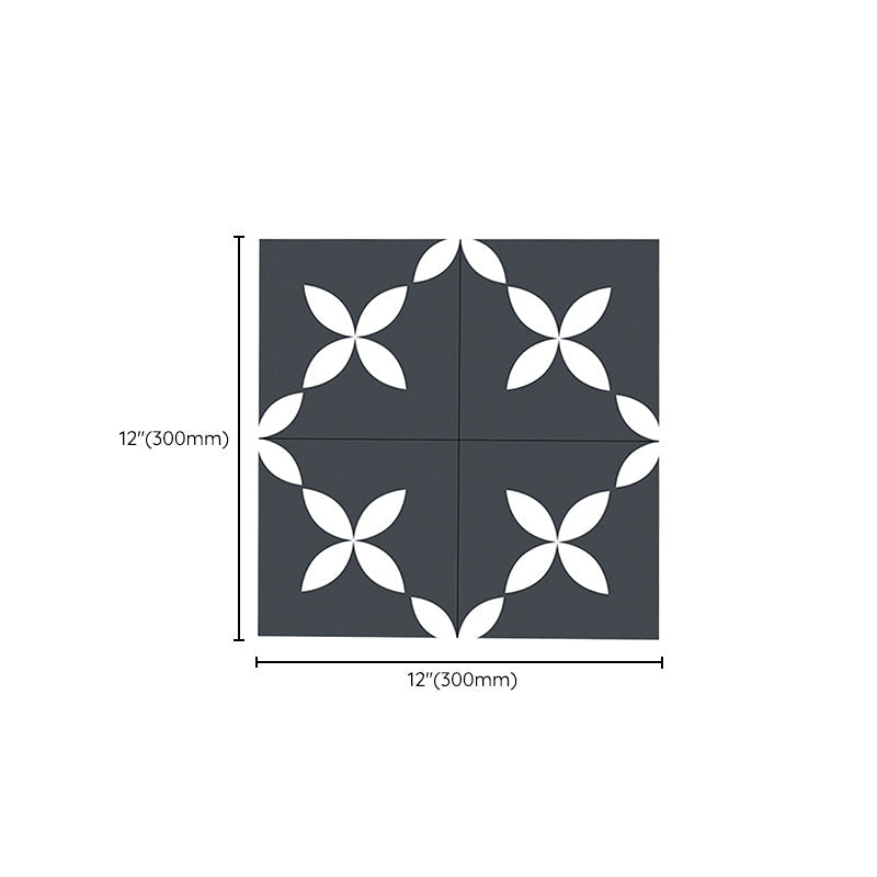 Lisslune | Square Indoor Vinyl Floor Peel and Stick Floral Print Waterproof Vinyl Floor