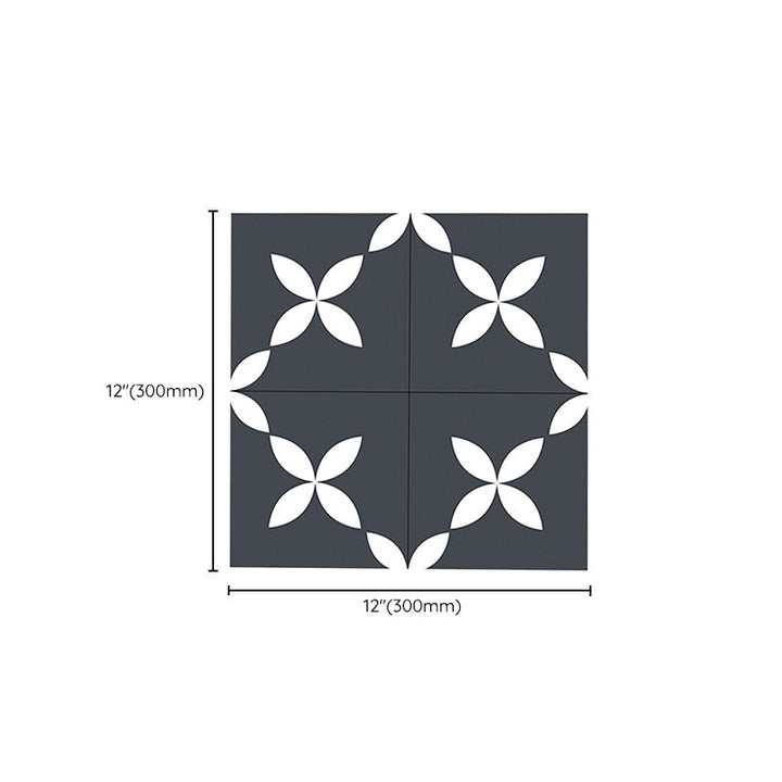 Lisslune | Square Indoor Vinyl Floor Peel and Stick Floral Print Waterproof Vinyl Floor
