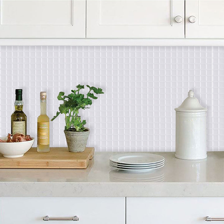Lisslune | Peel-and-Stick Tile Square Stain-Resistant Mosaic Peel-and-Stick Tile for the Kitchen