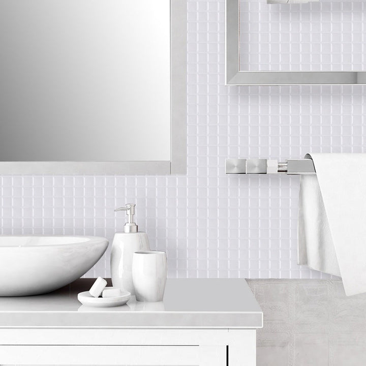 Lisslune | Peel-and-Stick Tile Square Stain-Resistant Mosaic Peel-and-Stick Tile for the Kitchen