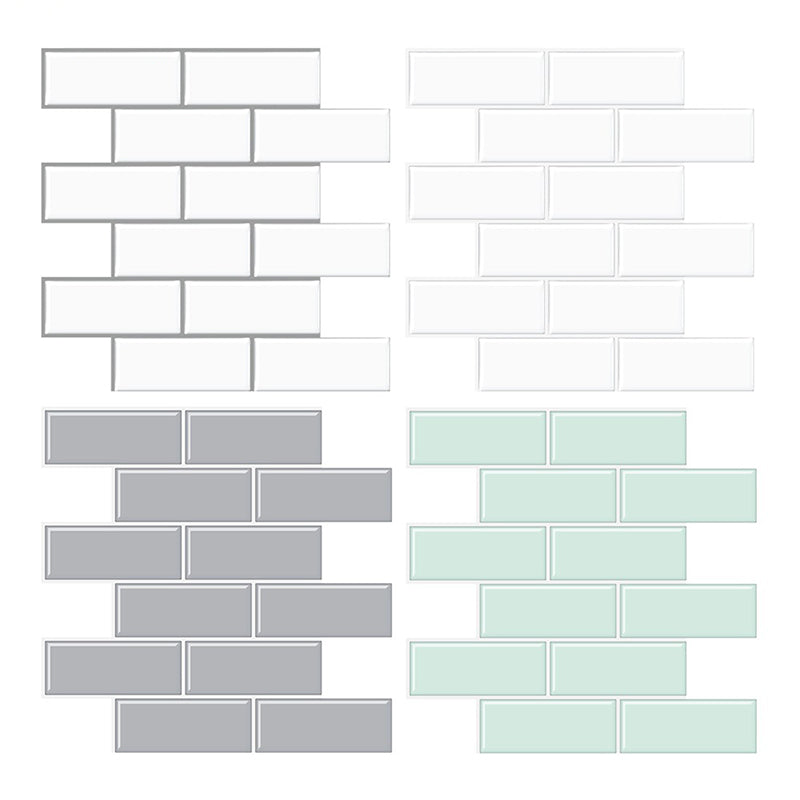 Lisslune | Tile Peel & Stick Rectangle Waterproof Solid Plastic Peel & Stick Subway Tile for Shower