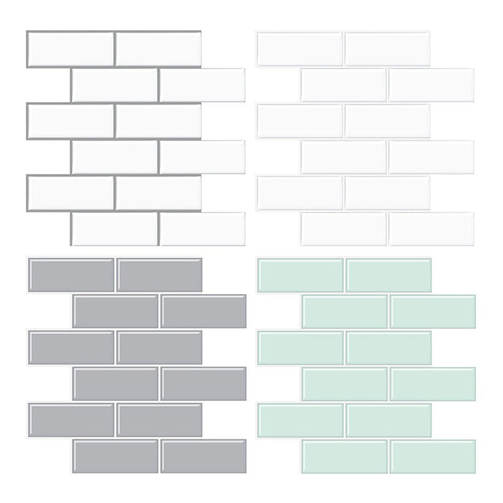 Lisslune | Tile Peel & Stick Rectangle Waterproof Solid Plastic Peel & Stick Subway Tile for Shower