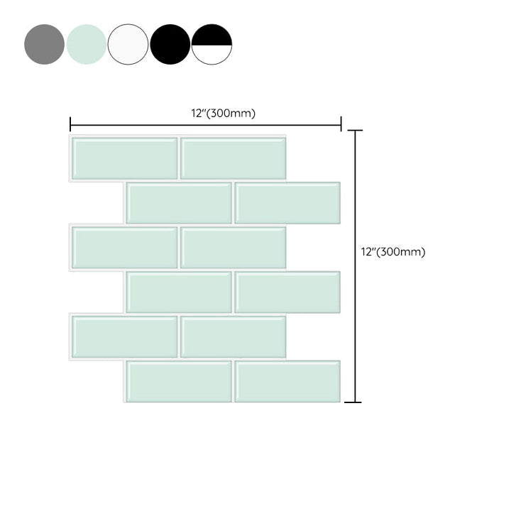 Lisslune | Tile Peel & Stick Rectangle Waterproof Solid Plastic Peel & Stick Subway Tile for Shower
