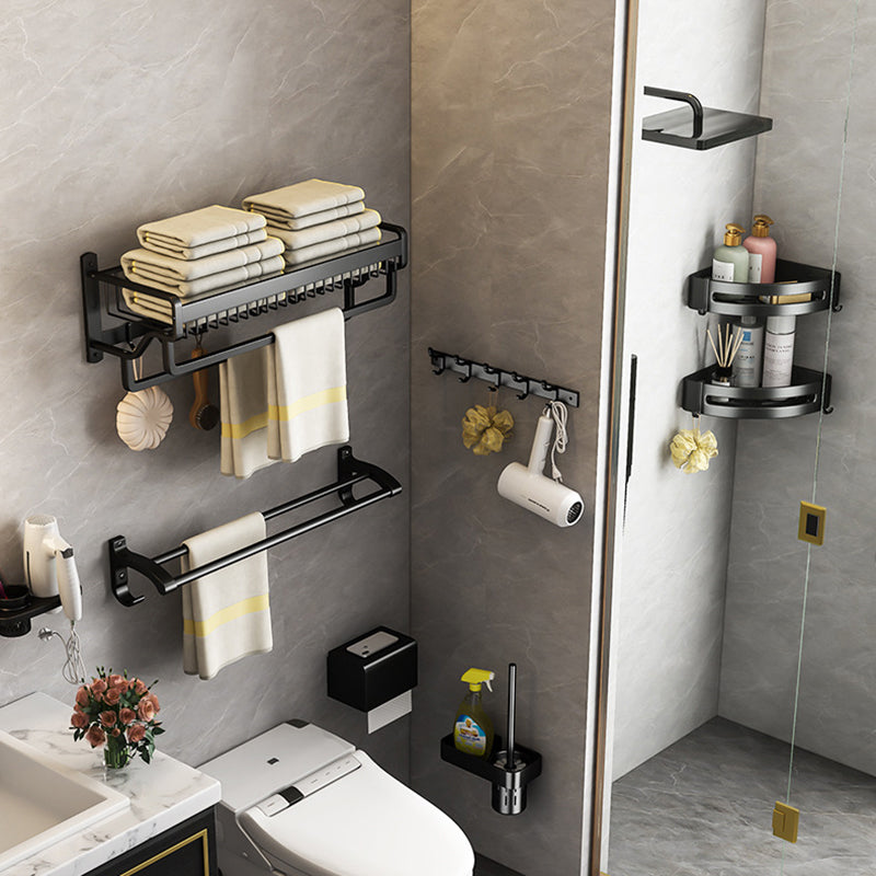 Lisslune | Matt Black 2-piece modern bathroom accessories as a single item or as a set with bath shelf