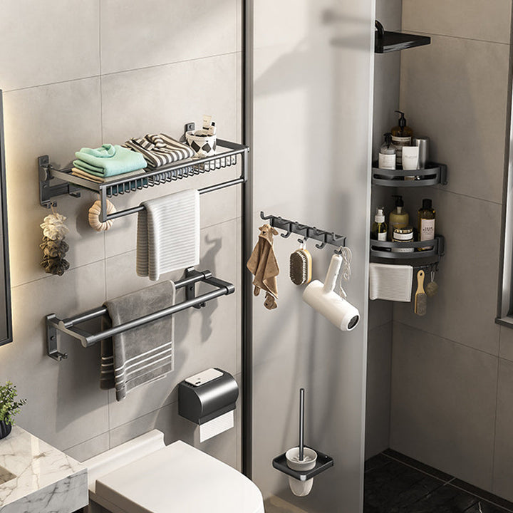 Lisslune | Gray bathroom accessories as a single item or as a set with towel holder/bathroom shelf/robe hooks