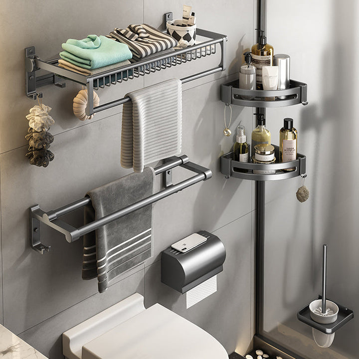 Lisslune | Gray bathroom accessories as a single item or as a set with towel holder/bathroom shelf/robe hooks