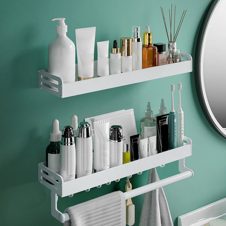 Lisslune | 2-piece modern bathroom accessory set White rectangular wall shelf