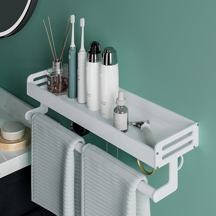 Lisslune | 2-piece modern bathroom accessory set White rectangular wall shelf