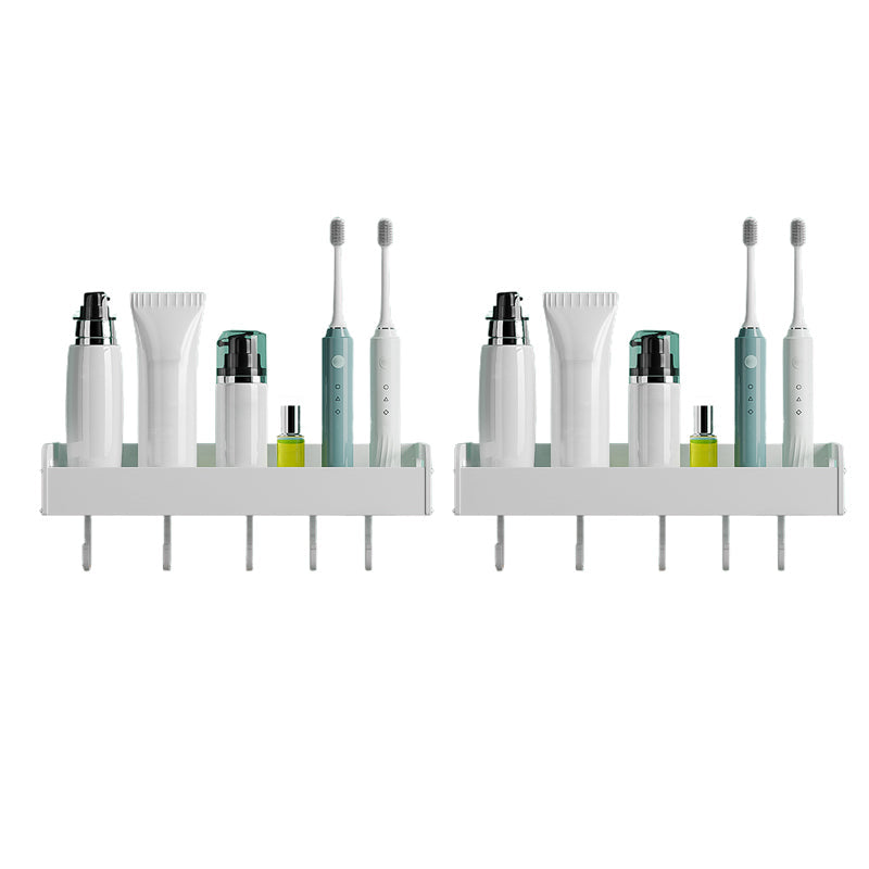 Lisslune | 2-piece modern bathroom accessory set White rectangular wall shelf