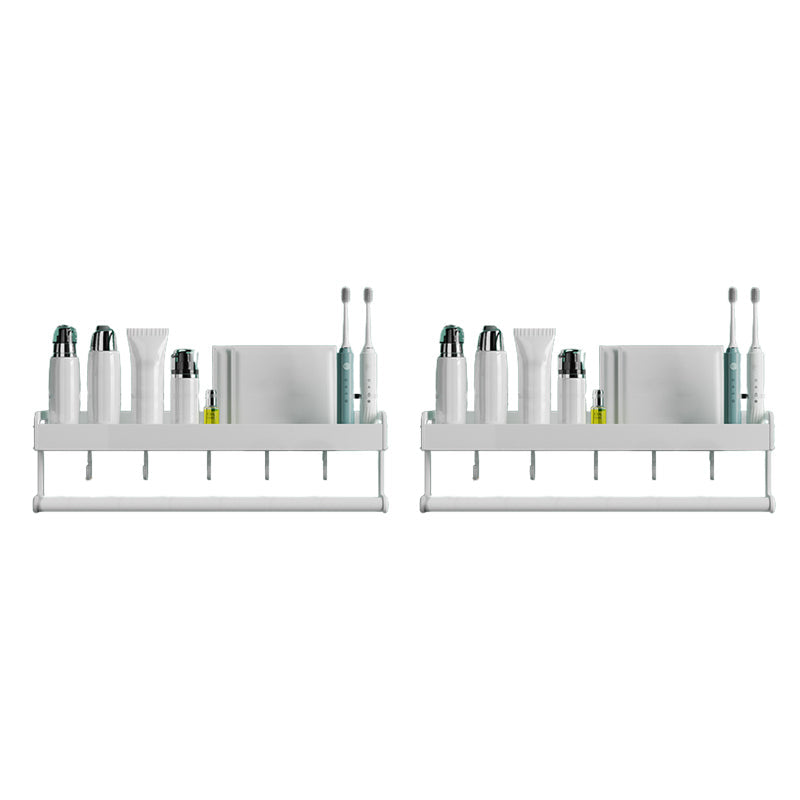 Lisslune | 2-piece modern bathroom accessory set White rectangular wall shelf