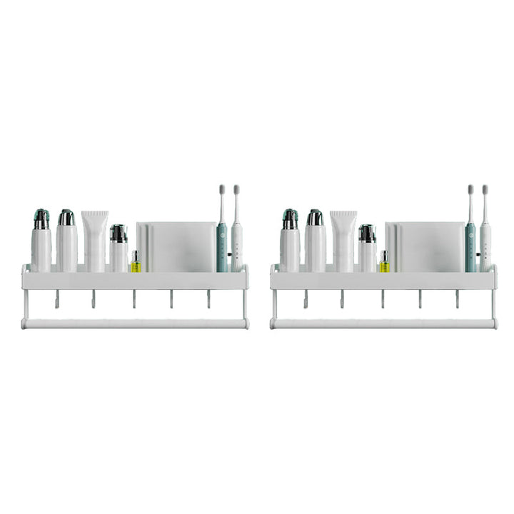 Lisslune | 2-piece modern bathroom accessory set White rectangular wall shelf