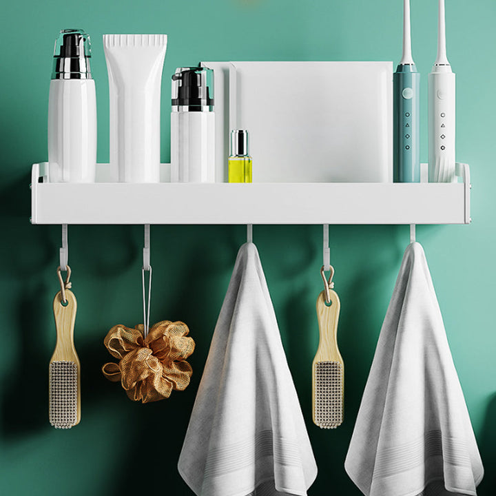 Lisslune | 2-piece modern bathroom accessory set White rectangular wall shelf