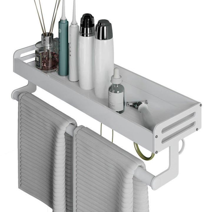 Lisslune | 2-piece modern bathroom accessory set White rectangular wall shelf