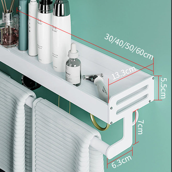 Lisslune | 2-piece modern bathroom accessory set White rectangular wall shelf