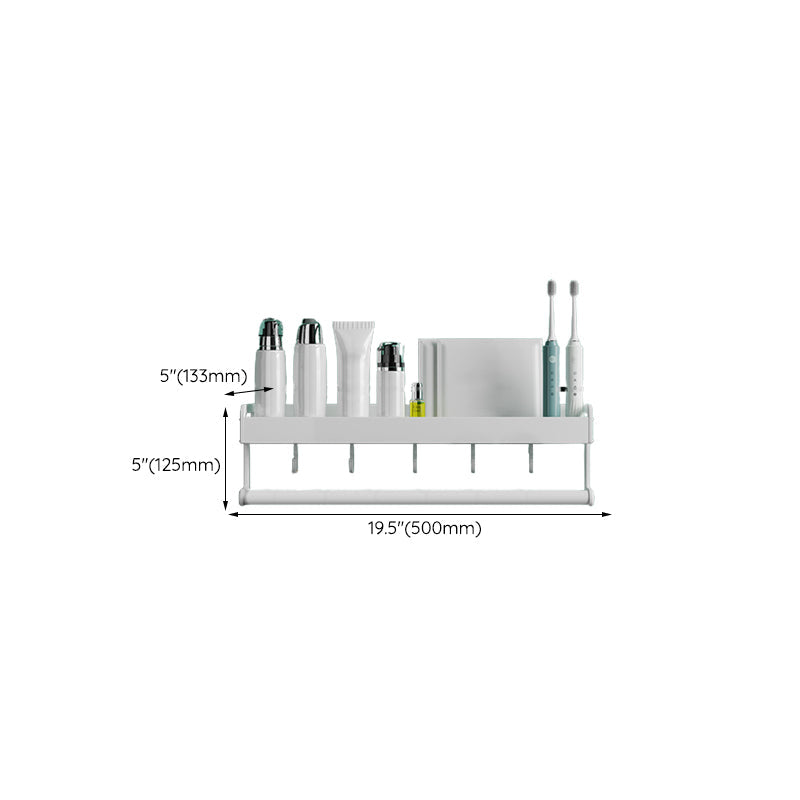 Lisslune | 2-piece modern bathroom accessory set White rectangular wall shelf