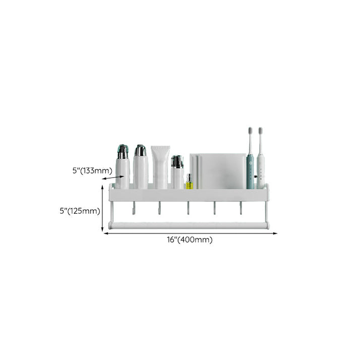 Lisslune | 2-piece modern bathroom accessory set White rectangular wall shelf