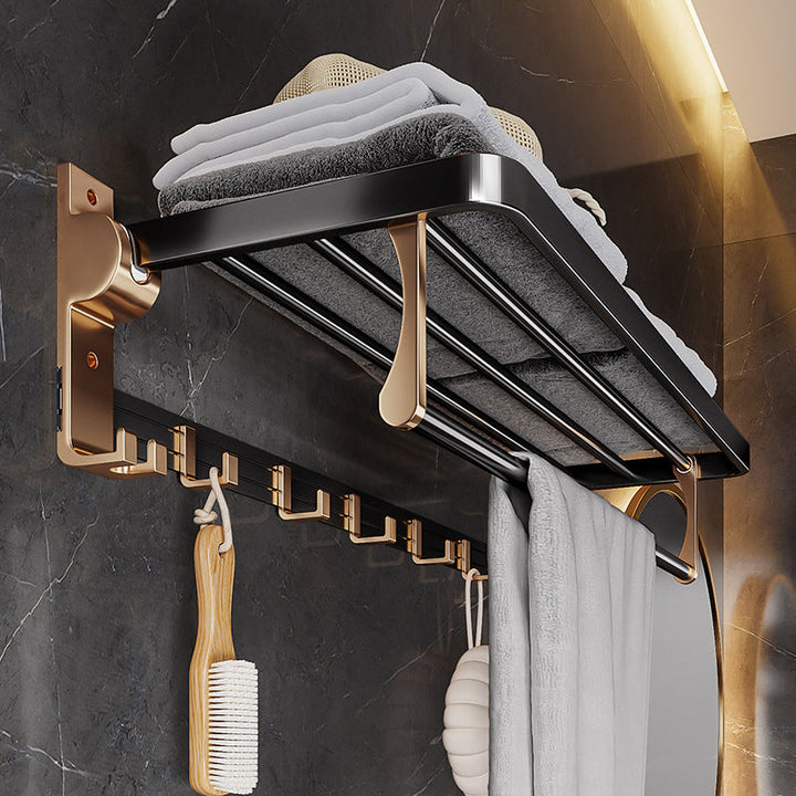 Lisslune | Black and Brass Bathroom Hardware Set Modern Stainless Steel Bathroom Shelf/Towel Holder/Paper Holder