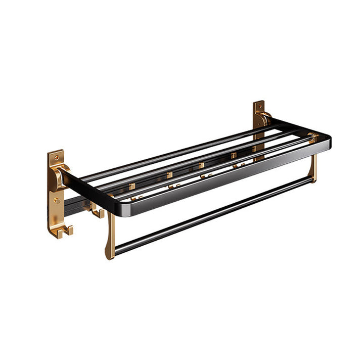 Lisslune | Black and Brass Bathroom Hardware Set Modern Stainless Steel Bathroom Shelf/Towel Holder/Paper Holder