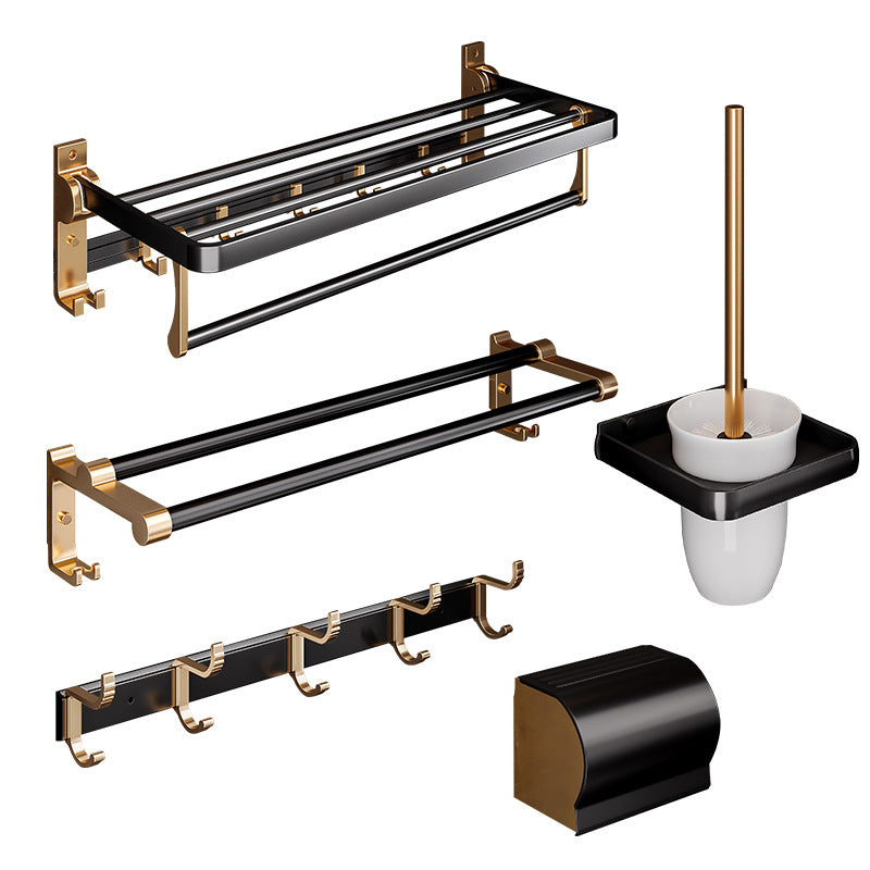 Lisslune | Black and Brass Bathroom Hardware Set Modern Stainless Steel Bathroom Shelf/Towel Holder/Paper Holder