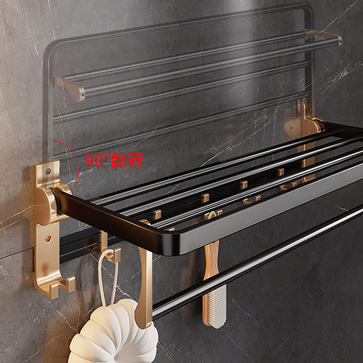 Lisslune | Black and Brass Bathroom Hardware Set Modern Stainless Steel Bathroom Shelf/Towel Holder/Paper Holder