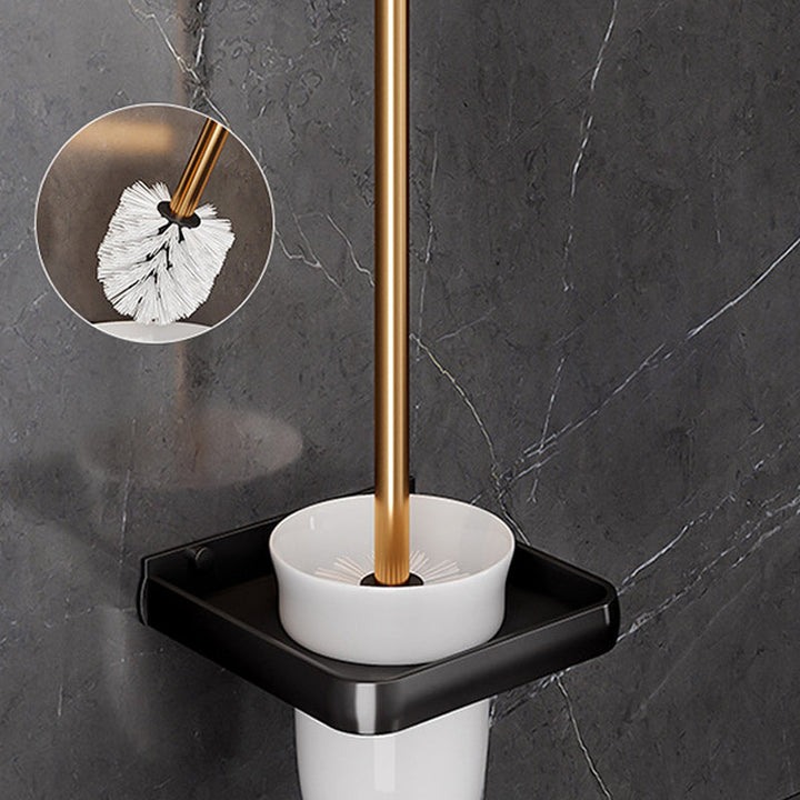 Lisslune | Black and Brass Bathroom Hardware Set Modern Stainless Steel Bathroom Shelf/Towel Holder/Paper Holder