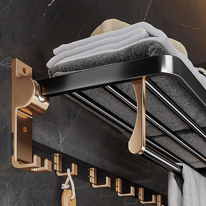 Lisslune | Black and Brass Bathroom Hardware Set Modern Stainless Steel Bathroom Shelf/Towel Holder/Paper Holder