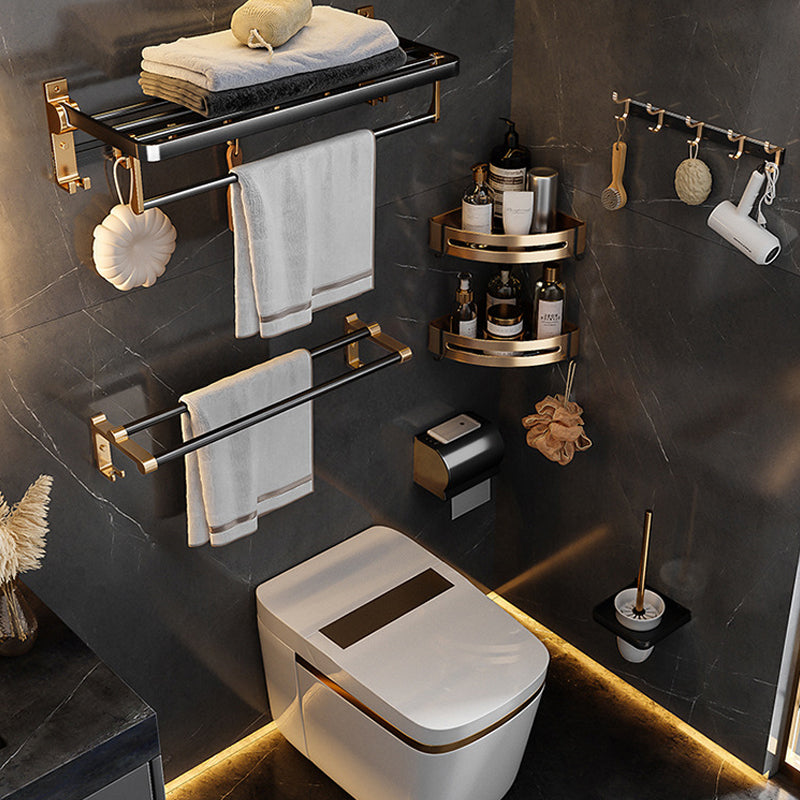 Lisslune | Black and Brass Bathroom Hardware Set Modern Stainless Steel Bathroom Shelf/Towel Holder/Paper Holder