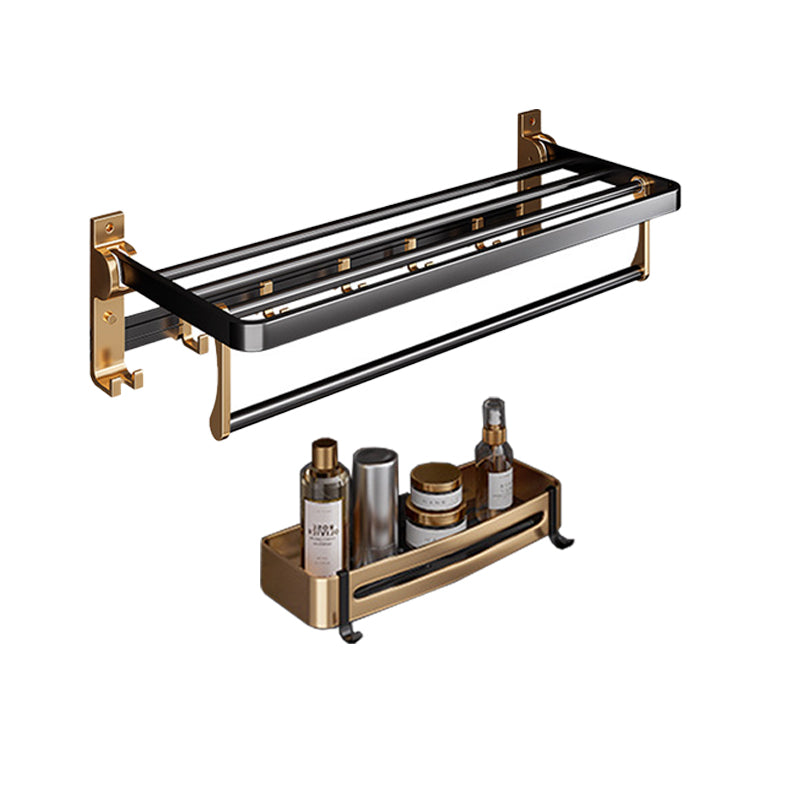 Lisslune | Black and Brass Bathroom Hardware Set Modern Stainless Steel Bathroom Shelf/Towel Holder/Paper Holder
