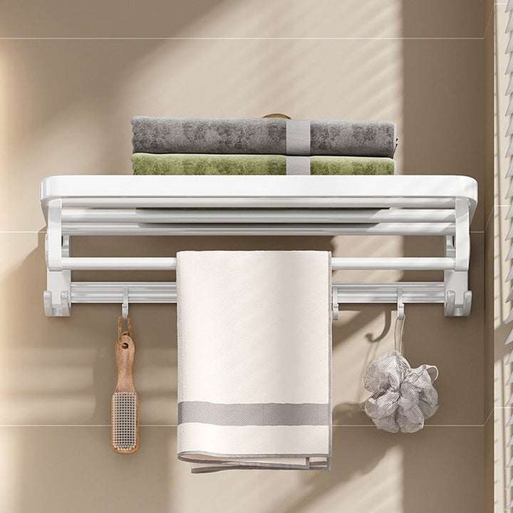 Lisslune | White Bathroom Accessories Set Contemporary Aluminum Bathroom Accessories Kit with Towel Rail