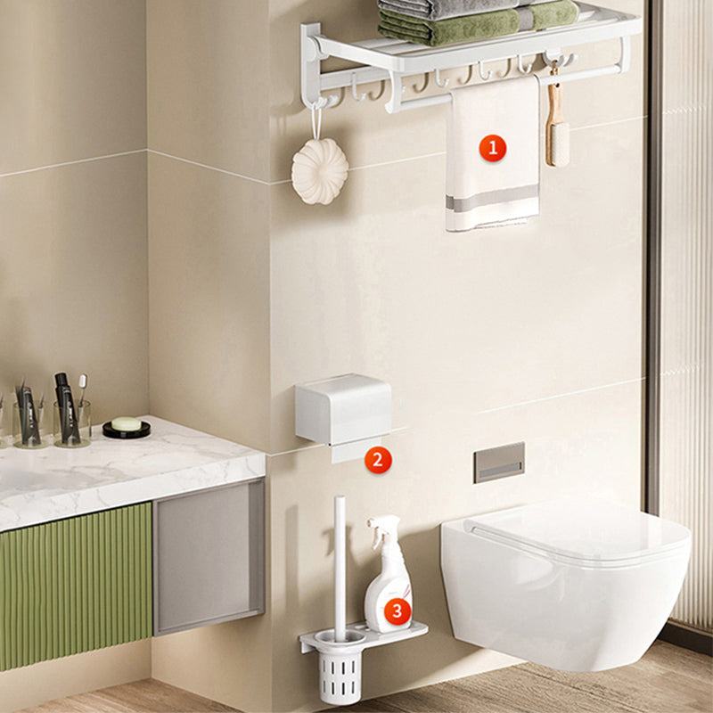 Lisslune | White Bathroom Accessories Set Contemporary Aluminum Bathroom Accessories Kit with Towel Rail