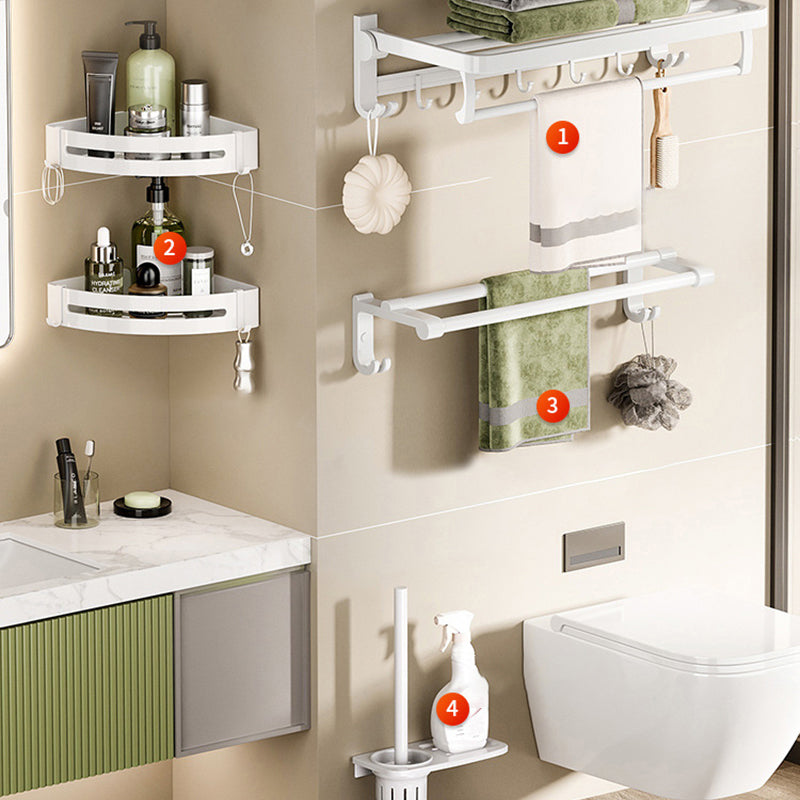 Lisslune | White Bathroom Accessories Set Contemporary Aluminum Bathroom Accessories Kit with Towel Rail