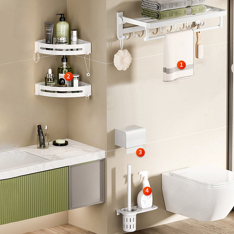 Lisslune | White Bathroom Accessories Set Contemporary Aluminum Bathroom Accessories Kit with Towel Rail
