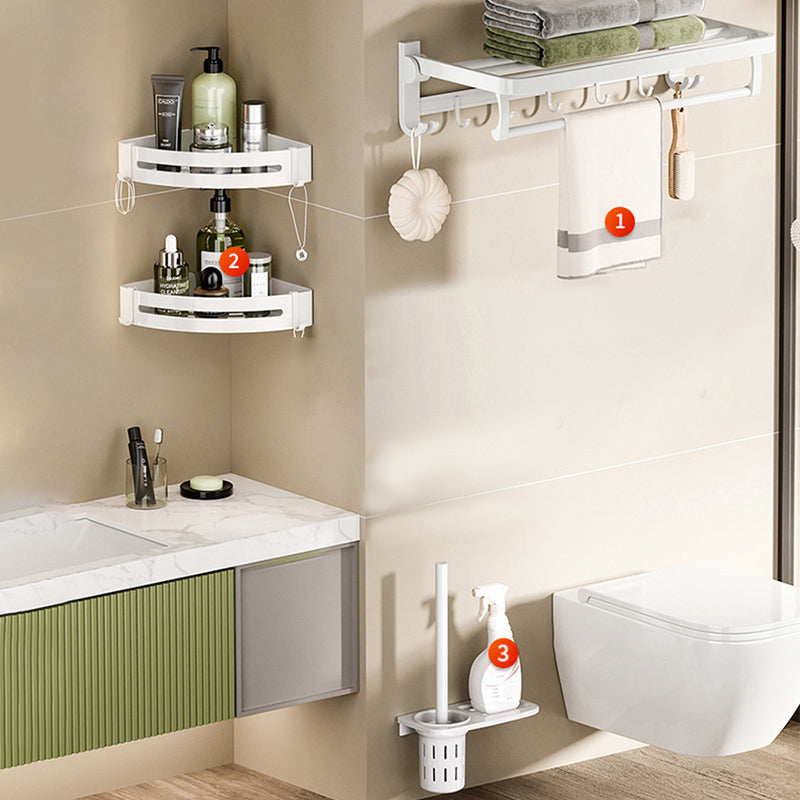 Lisslune | White Bathroom Accessories Set Contemporary Aluminum Bathroom Accessories Kit with Towel Rail