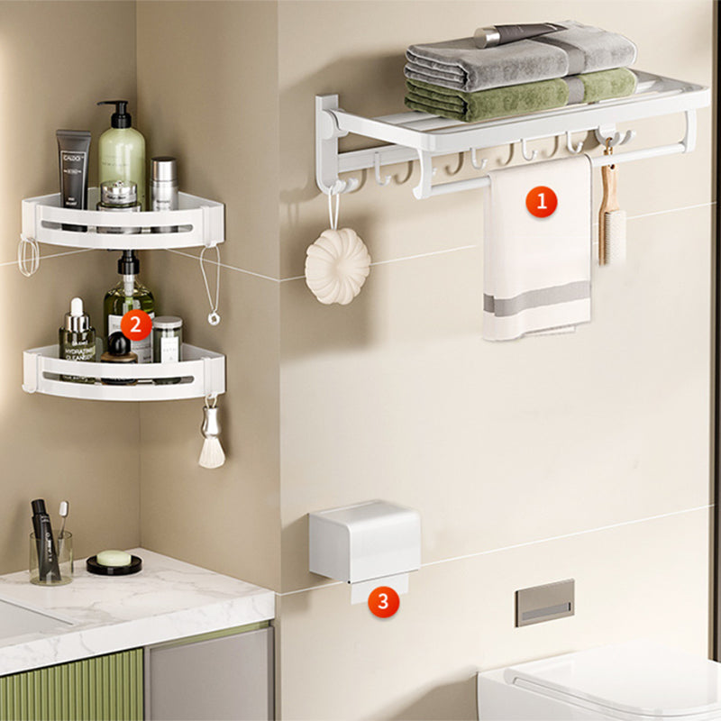 Lisslune | White Bathroom Accessories Set Contemporary Aluminum Bathroom Accessories Kit with Towel Rail