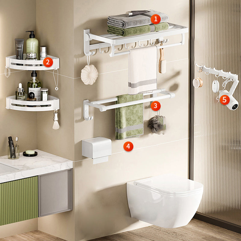 Lisslune | White Bathroom Accessories Set Contemporary Aluminum Bathroom Accessories Kit with Towel Rail