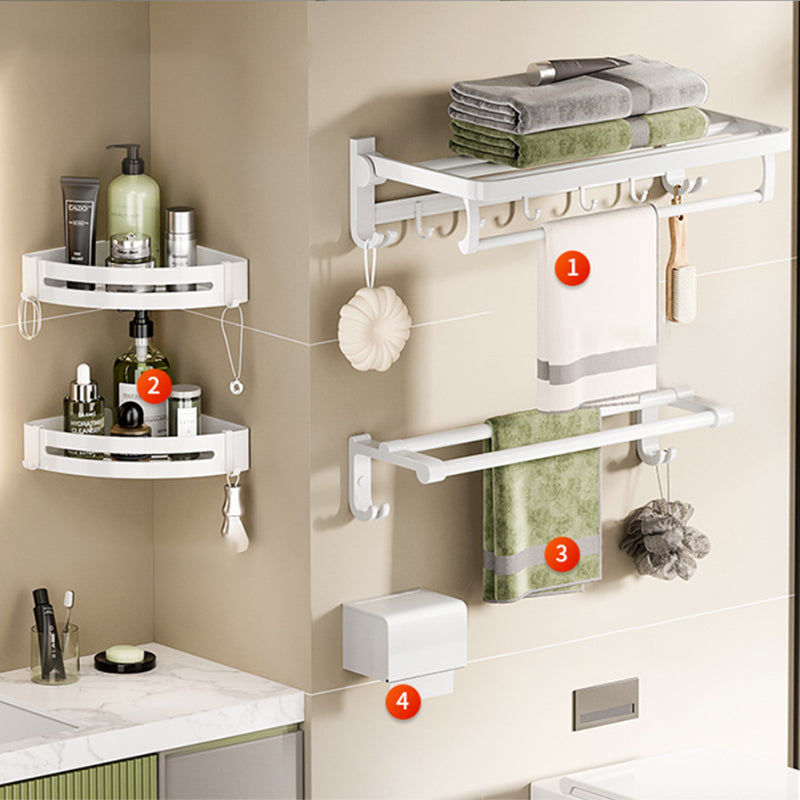Lisslune | White Bathroom Accessories Set Contemporary Aluminum Bathroom Accessories Kit with Towel Rail