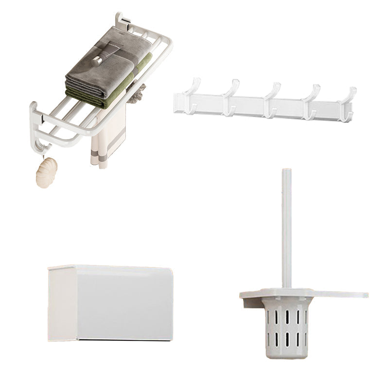 Lisslune | White Bathroom Accessories Set Contemporary Aluminum Bathroom Accessories Kit with Towel Rail